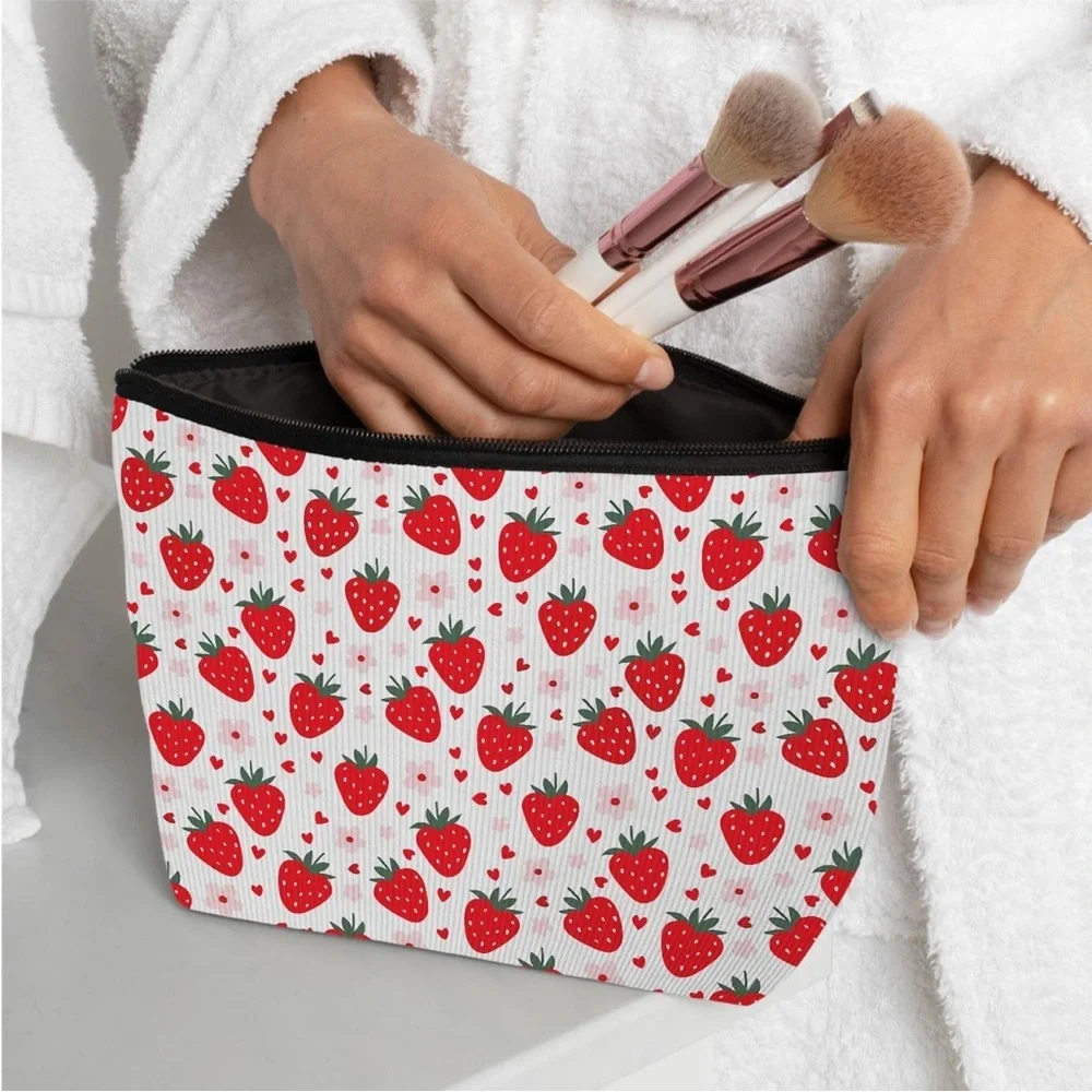Strawberry corduroy Cosmetic Pouch